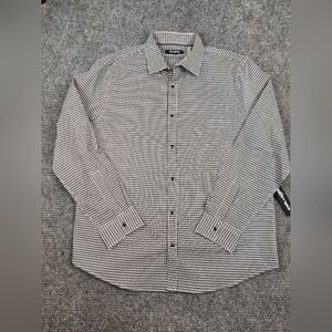 Karl Lagerfeld Paris Houndstooth Button Down Shirt Snap Onyx Buttons Sz L NWT